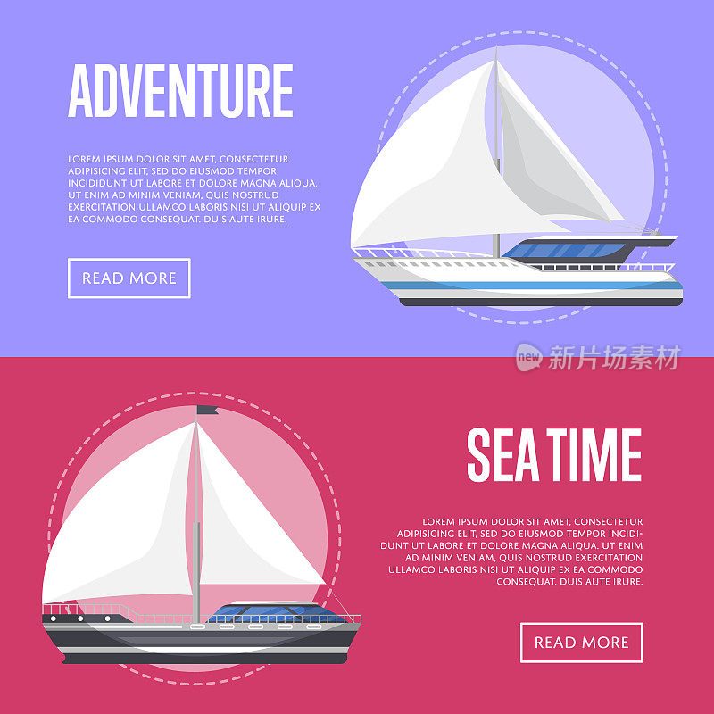 Nautical tourism flyers with sailboats